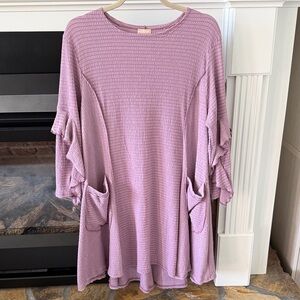 Zadie B’s Lavender Waffle Knit Ruffle Sleeve Swing Tunic